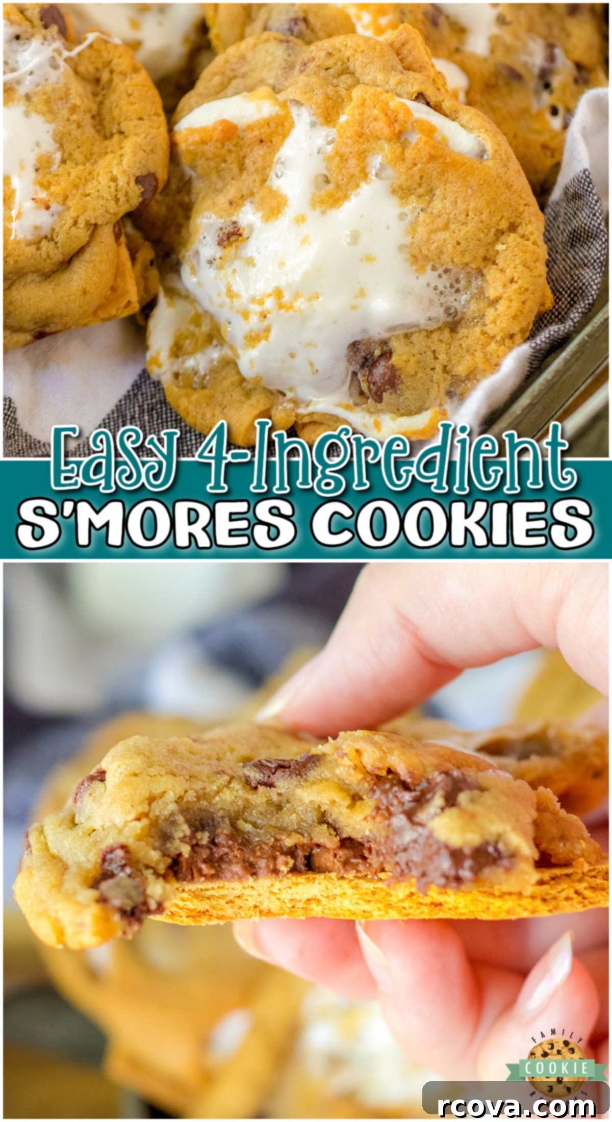 Effortless 4-Ingredient S'mores Chocolate Chip Cookies 8 4 Ingredient S’mores Chocolate Chip Cookies made with just four simple ingredients! Satisfy your s'mores craving with these delightfully easy cookies!