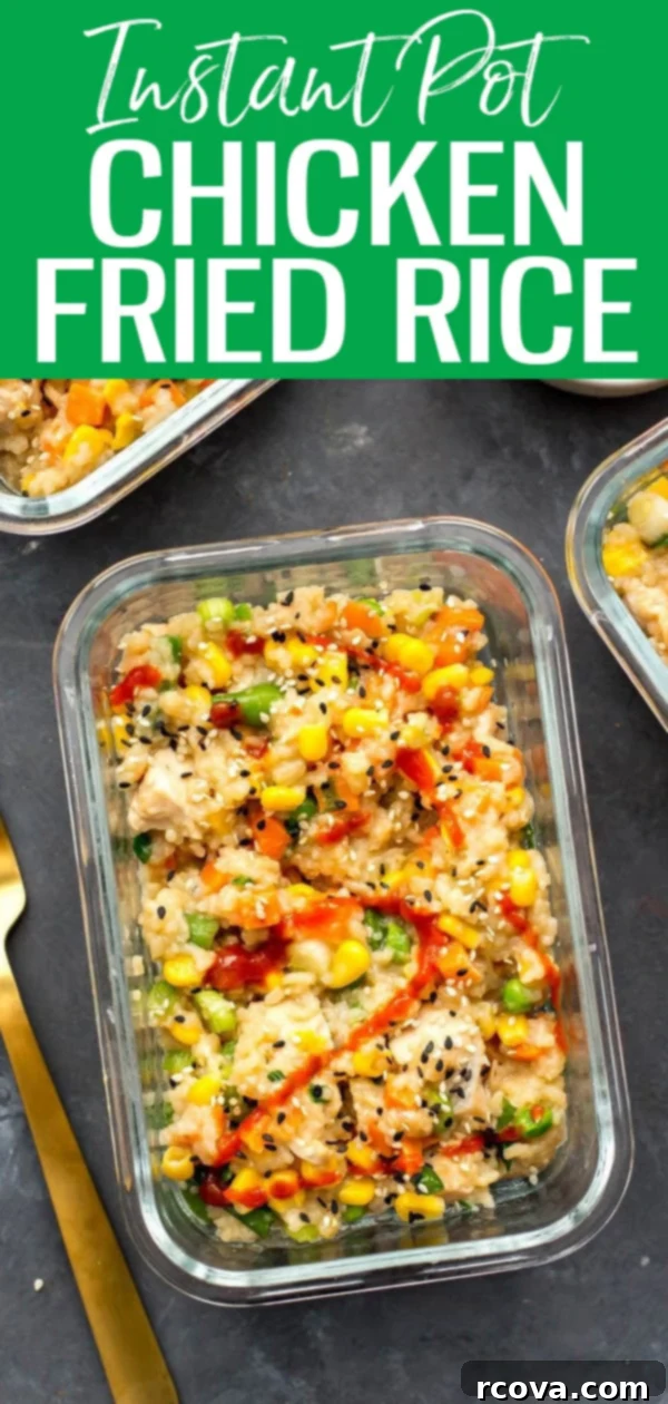Instant Pot Chicken Fried Rice Weekly Prep Bowls 9 These Instant Pot Chicken Fried Rice Meal Prep Bowls come together in one pot - all you need is rice, chicken and frozen veggies! #chickenfriedrice #instantpot