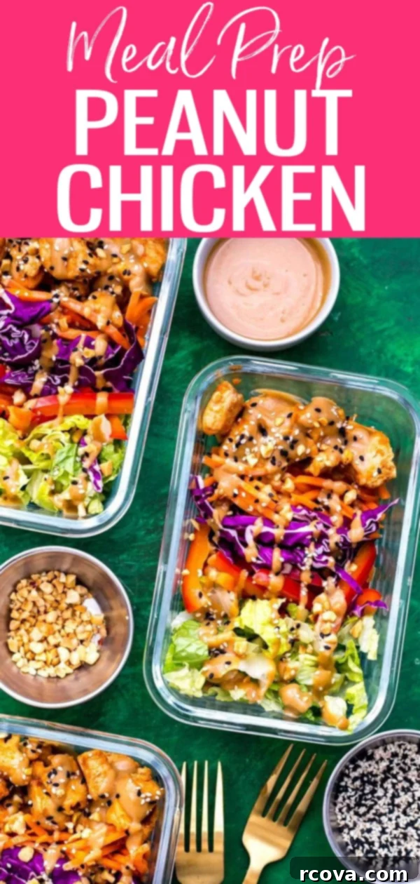 Make-Ahead Low-Carb Peanut Chicken Bowls 10 These Peanut Chicken Meal Prep Bowls are a healthy low-carb lunch idea full of colourful veggies, sautéed chicken and yummy peanut sauce. #peanutchicken #mealprep