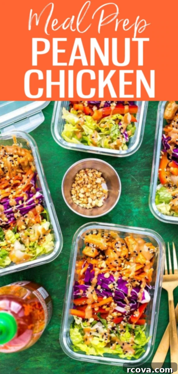 Make-Ahead Low-Carb Peanut Chicken Bowls 11 These Peanut Chicken Meal Prep Bowls are a healthy low-carb lunch idea full of colourful veggies, sautéed chicken and yummy peanut sauce. #peanutchicken #mealprep