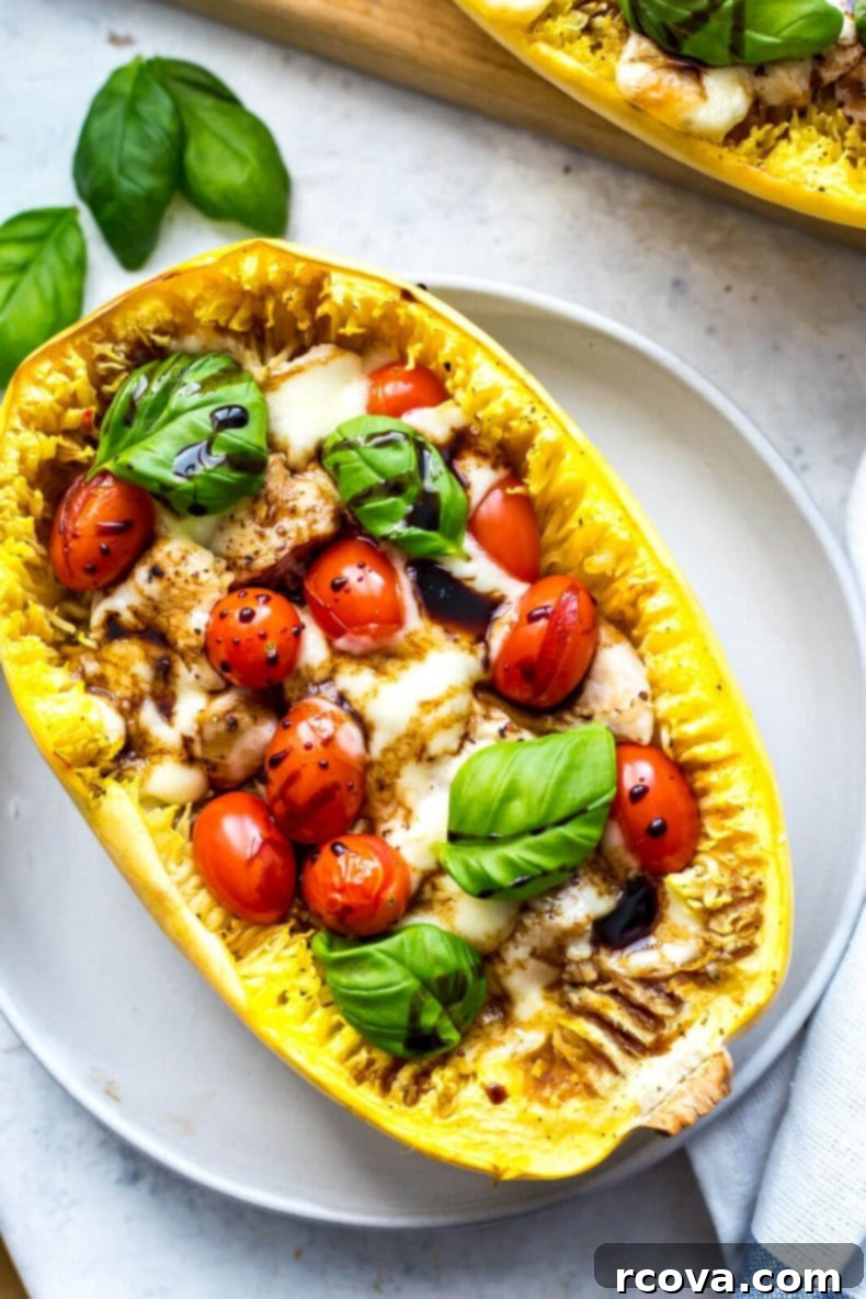 Caprese Chicken Stuffed Spaghetti Squash 5 Step-by-step cooking process for Chicken Caprese Spaghetti Squash