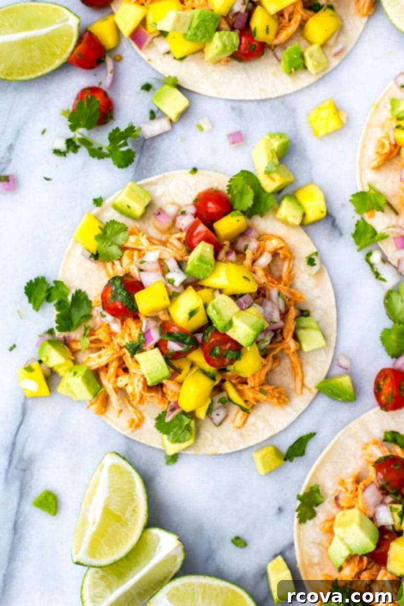 Spicy Instant Pot Sriracha Chicken Tacos 4 Close-up of shredded Instant Pot Sriracha Chicken ready for taco assembly