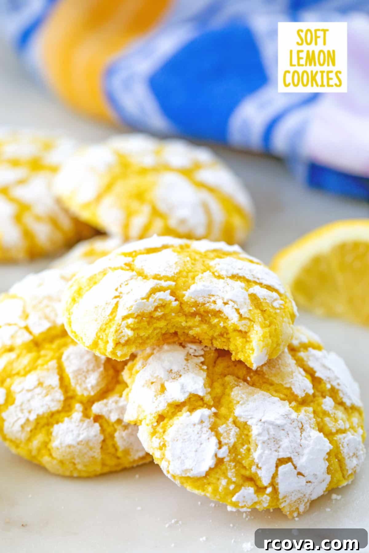 Zesty Lemon Cookie Creations 18 Crinkled Soft Lemon Cookies with Confectioners' Sugar