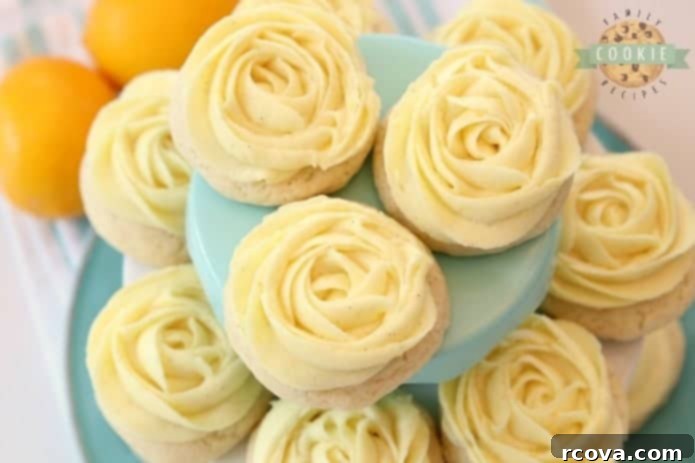 Zesty Lemon Cookie Creations 7 Beautifully Frosted Lemon Sugar Cookies with Rosette Piping