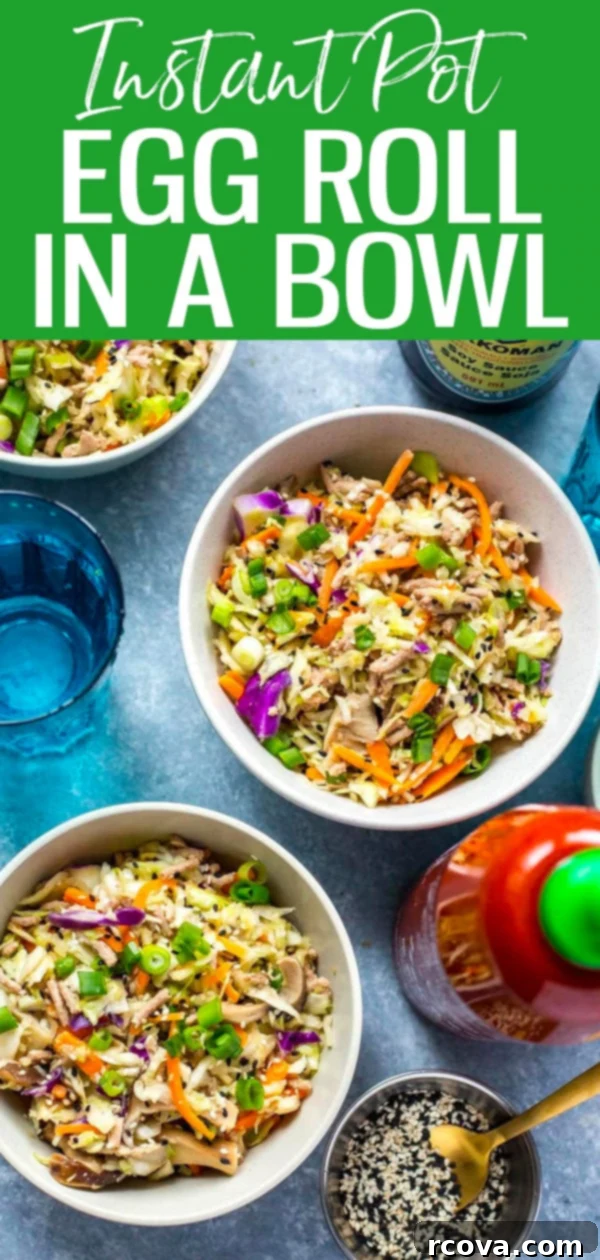 Instant Pot Keto Egg Roll Bowl 10 This Instant Pot Egg Roll in a Bowl is a delicious low-carb take on your favourite takeout dish with ground chicken and cabbage. #eggrollbowls #instantpot