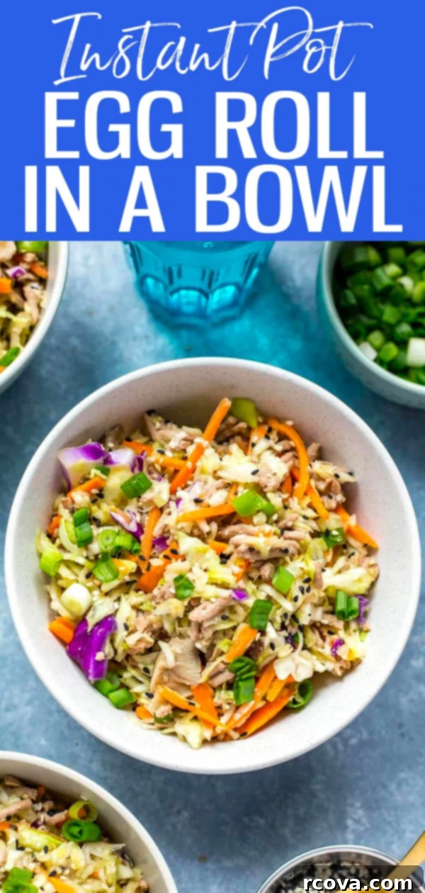 Instant Pot Keto Egg Roll Bowl 11 This Instant Pot Egg Roll in a Bowl is a delicious low-carb take on your favourite takeout dish with ground chicken and cabbage. #eggrollbowls #instantpot