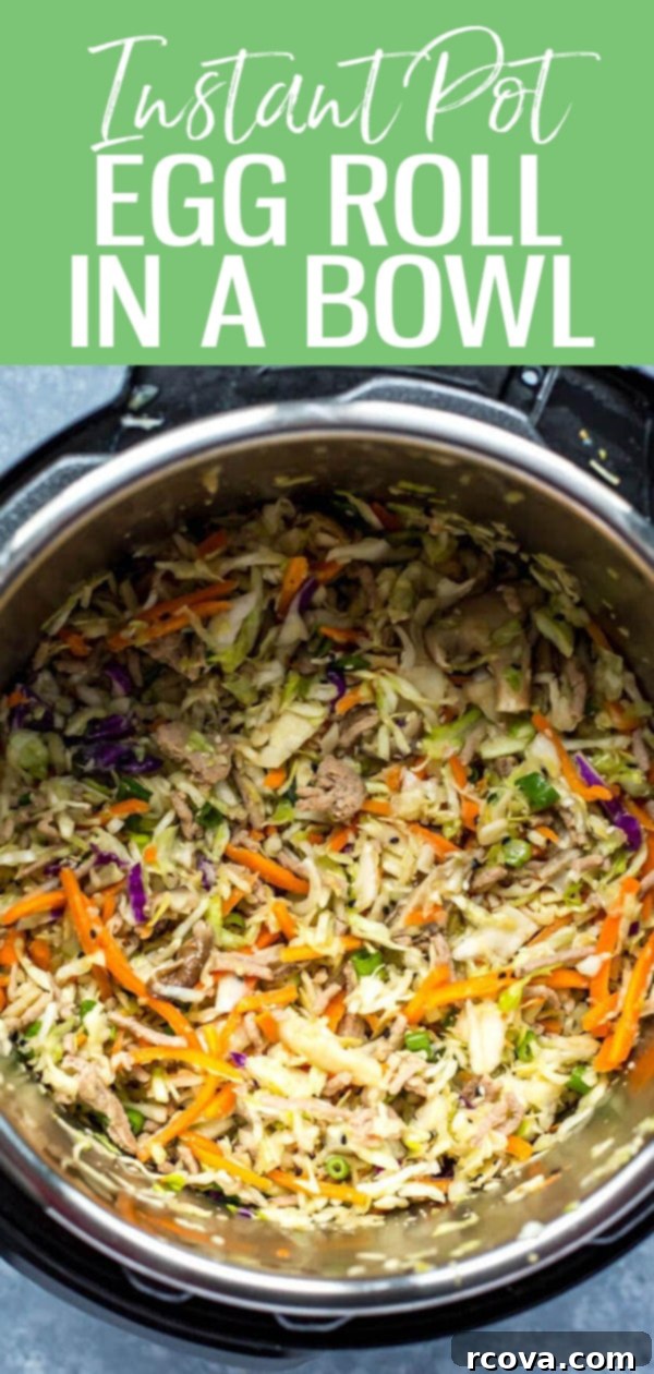 Instant Pot Keto Egg Roll Bowl 12 This Instant Pot Egg Roll in a Bowl is a delicious low-carb take on your favourite takeout dish with ground chicken and cabbage. #eggrollbowls #instantpot