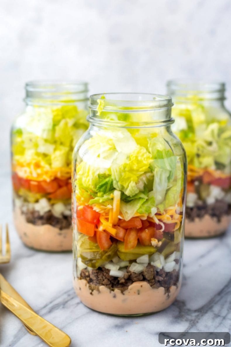 Effortless Big Mac Salad 2 Meal Prep Low Carb Big Mac Salad Jars