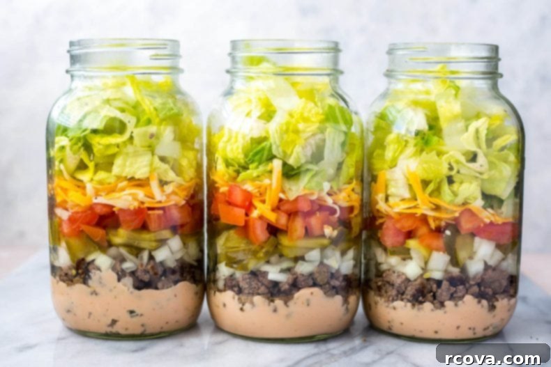 Effortless Big Mac Salad 6 Meal Prep Low Carb Big Mac Salad Jars