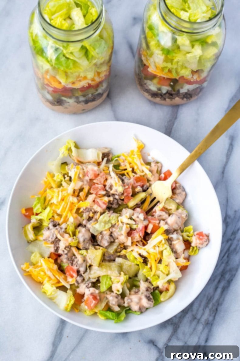 Effortless Big Mac Salad 7 Meal Prep Low Carb Big Mac Salad Jars