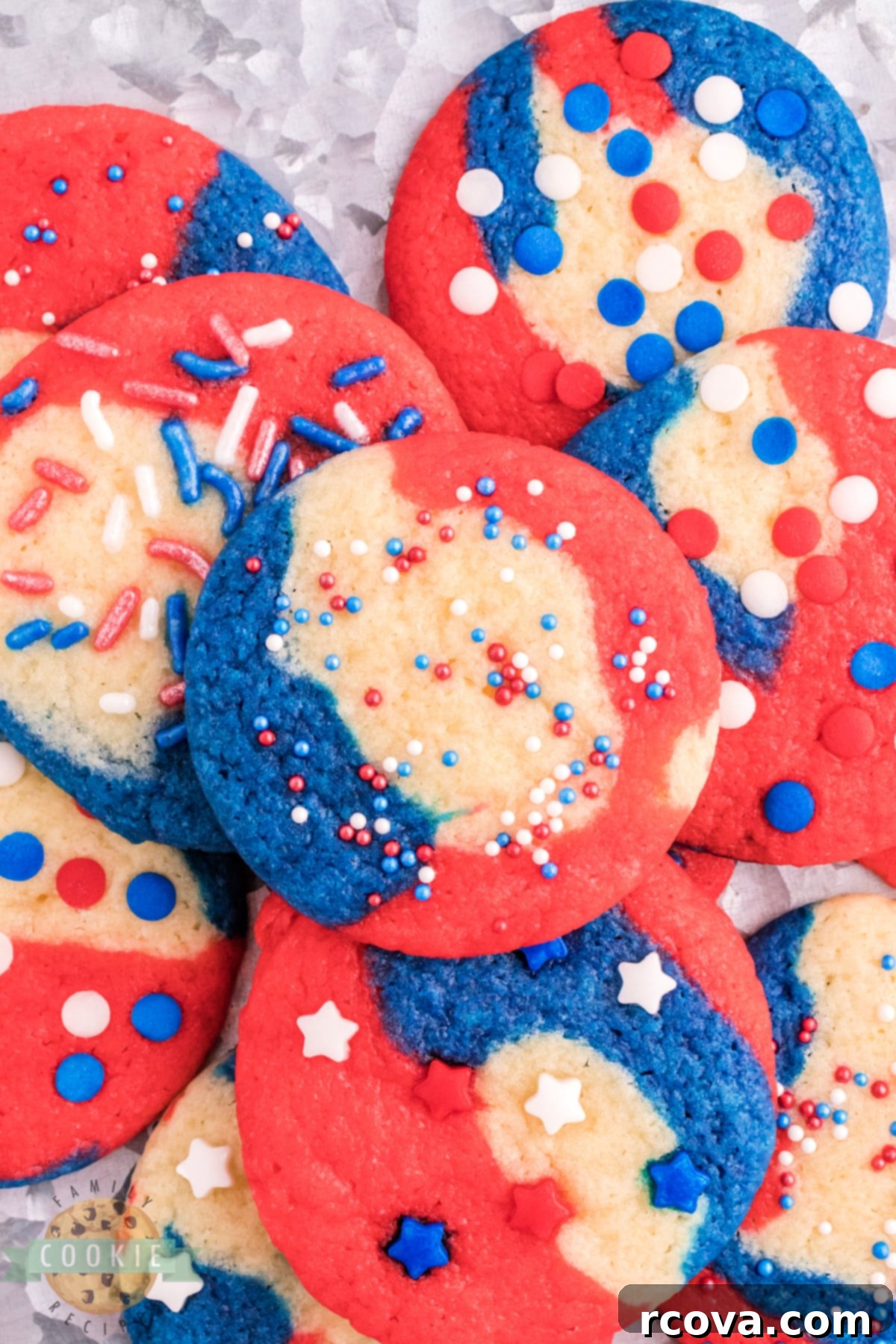 Stars and Stripes Swirl Cookies 2 Patriotic Swirled Sugar Cookies are fun, festive and perfect for the Fourth of July, Memorial Day, or Labor Day. A delicious sugar cookie recipe that is perfect for the holidays!