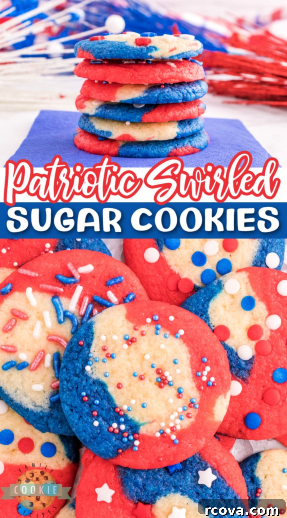 Stars and Stripes Swirl Cookies 13 Patriotic Swirled Sugar Cookies are fun, festive and perfect for the Fourth of July, Memorial Day, or Labor Day. A delicious sugar cookie recipe that is perfect for the holidays!