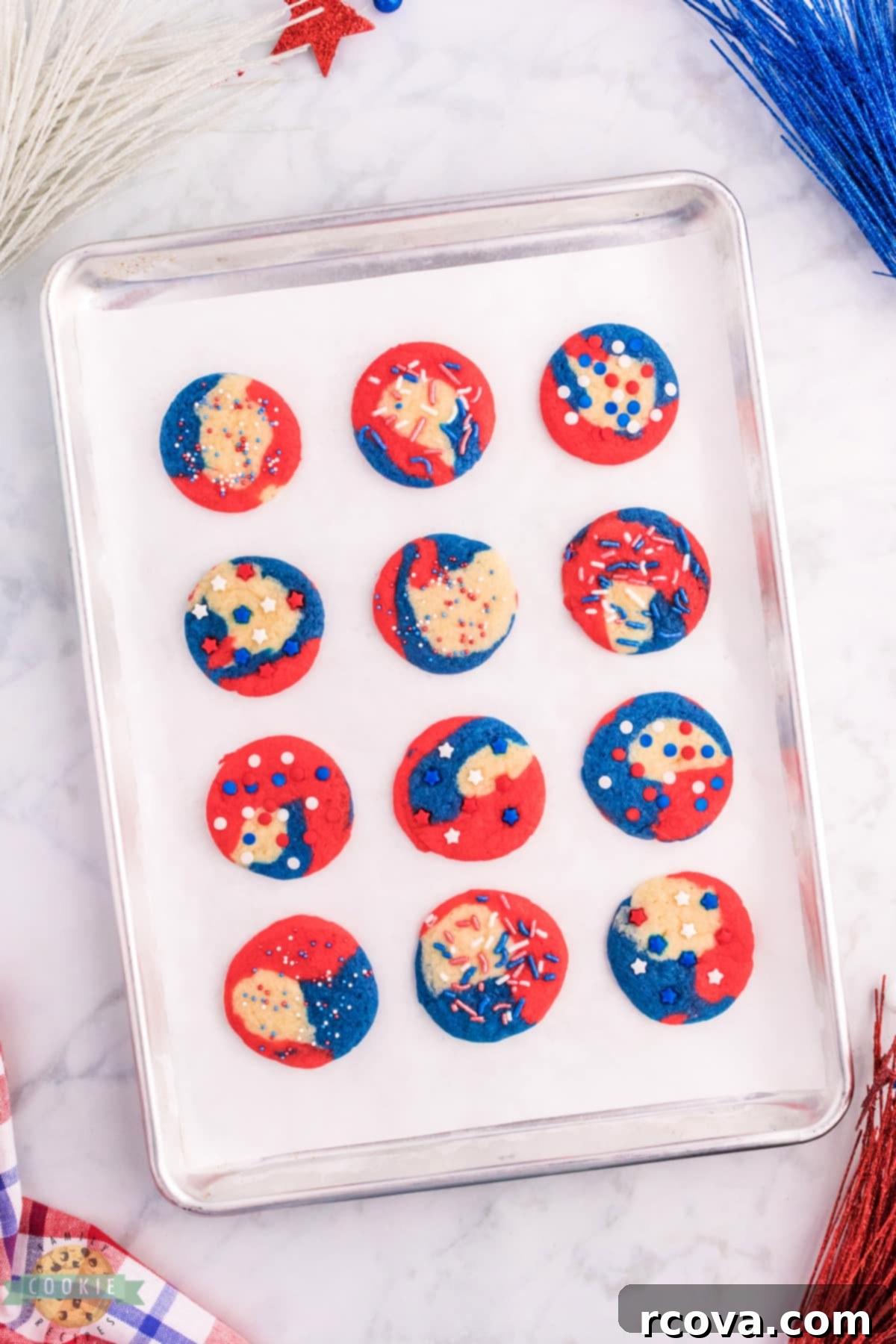 Stars and Stripes Swirl Cookies 3 Red, white and blue sugar cookies