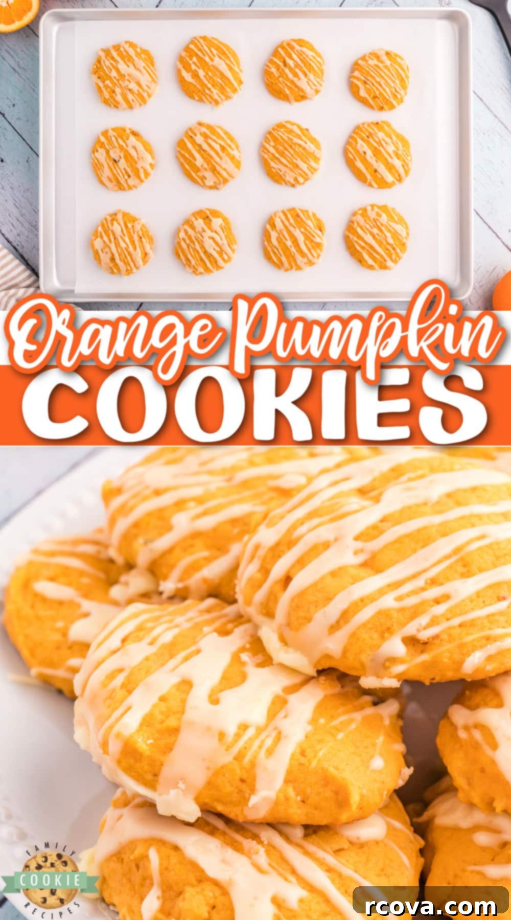 Golden Pumpkin Cookies 17 A selection of Orange Pumpkin Cookies arranged appealingly, showcasing their autumn appeal and delicious glaze.