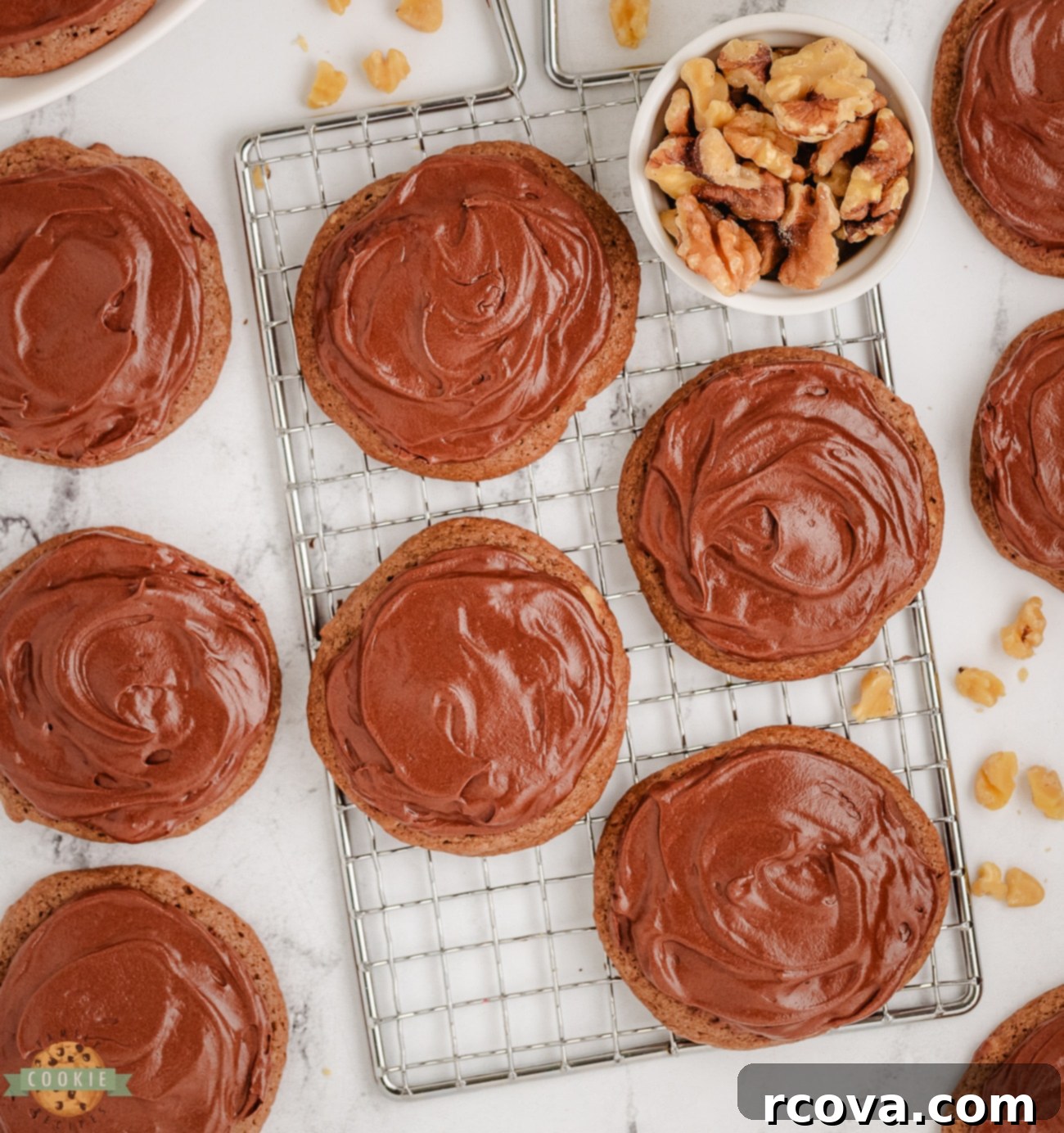 Midnight Chocolate Bliss Cookies 8 double chocolate cookies on a cooling rack