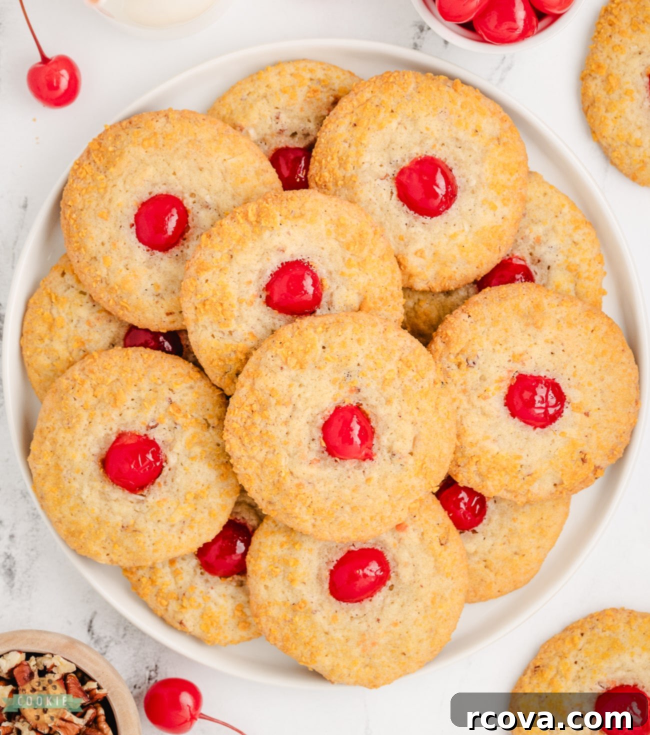 Sweet Cherry Crunch Delights 2 cherry crunch cookies on a plate