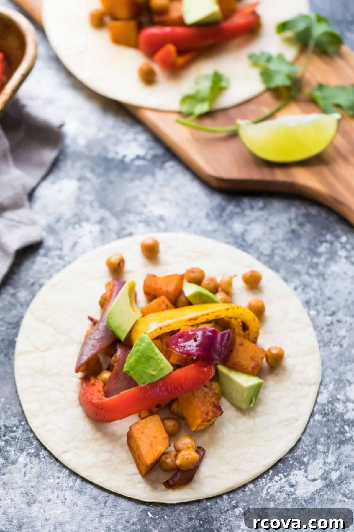 Effortless Healthy Living: 30+ Freezer Prep Meals 23 Chickpea Butternut Squash Fajitas via Sweet Peas and Saffron