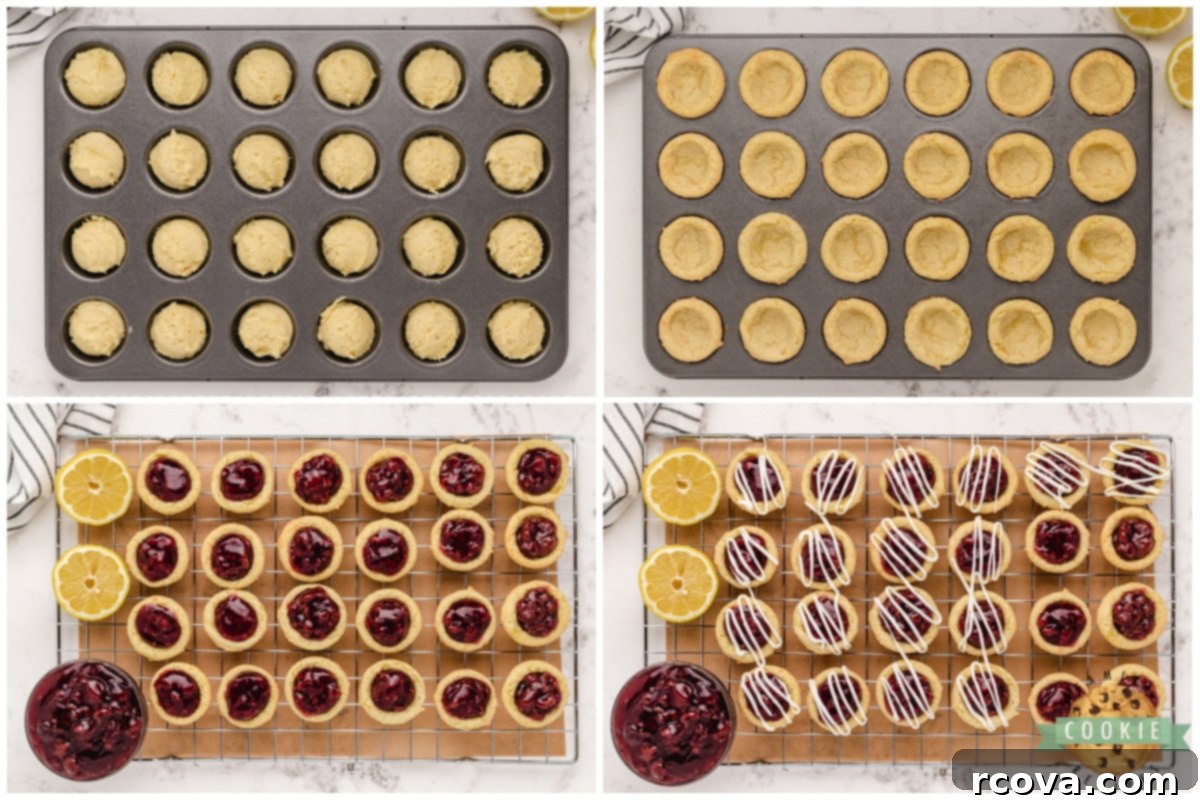 Zesty Berry Cookie Bites 8 Forming cookie cups and filling them with raspberry pie filling