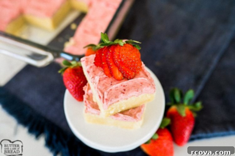 Irresistible Strawberry Cookies 13 Strawberry Sugar Cookie Bars with pink frosting