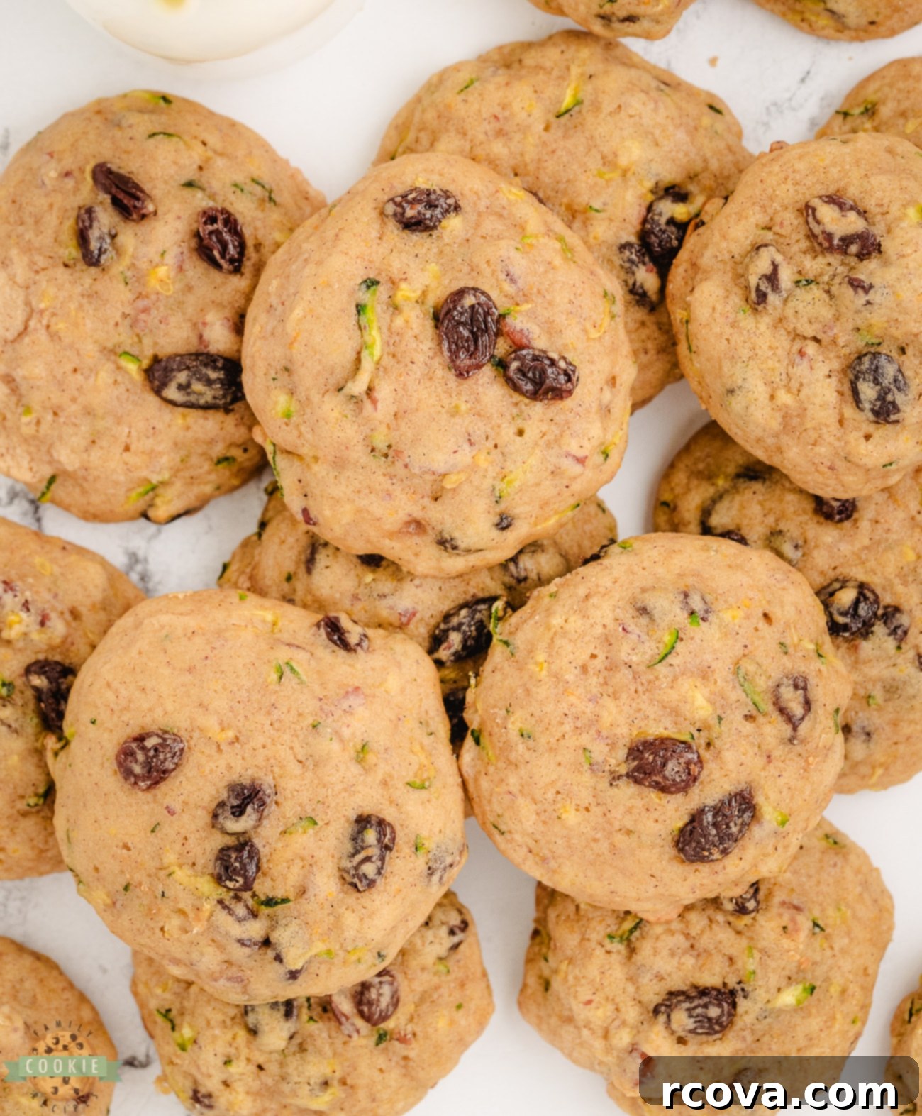 Wholesome Zucchini Morning Bites 2 soft spiced Zucchini Breakfast Cookies with pecans and raisins
