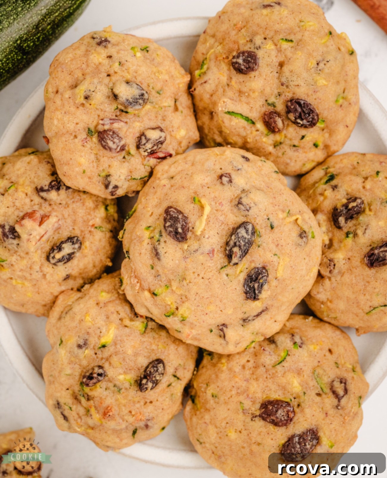 Wholesome Zucchini Morning Bites 5 zucchini breakfast cookies on a plate