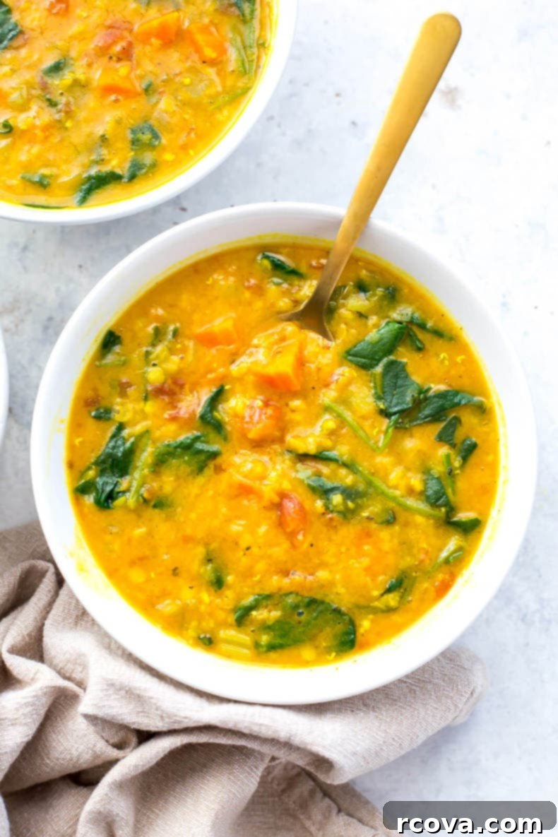 40+ Easy and Healthy Meal Prep Lunches for Work 44 Instant Pot Golden Turmeric Lentil Soup, a vibrant vegan soup ready in 20 minutes.