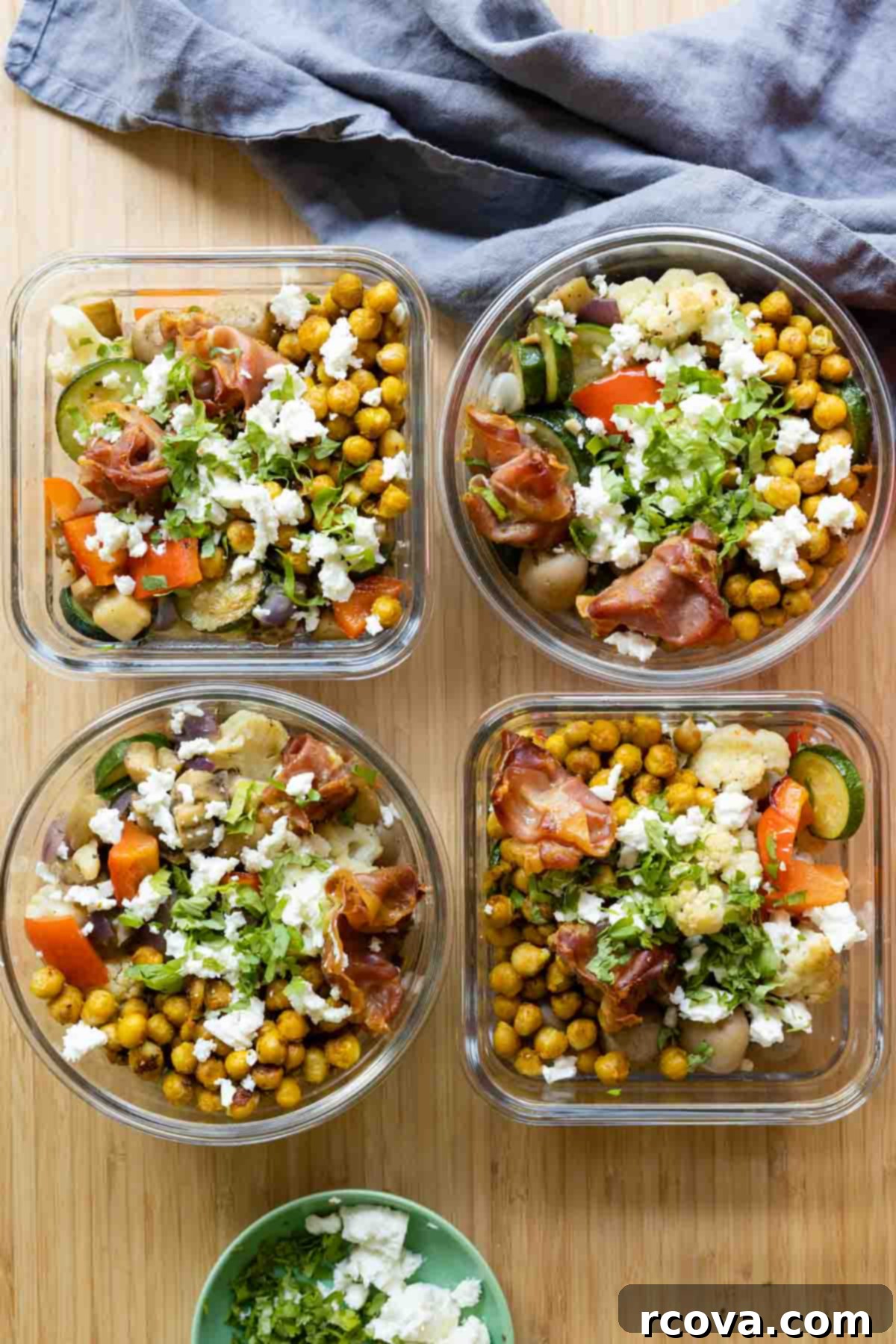 40+ Easy and Healthy Meal Prep Lunches for Work 19 Chickpea Meal Prep Bowls via Green Healthy Cooking with lots of vegetables.