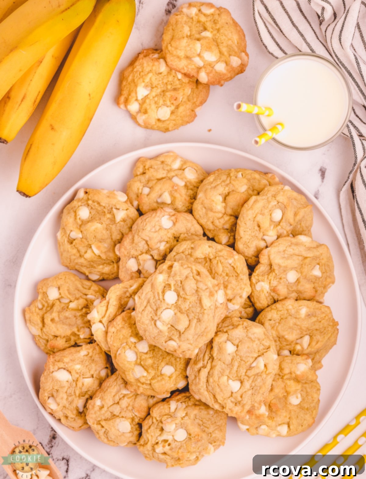 Velvet Banana Pudding Cookies 3 Close-up of soft banana cookies with visible pudding mix texture