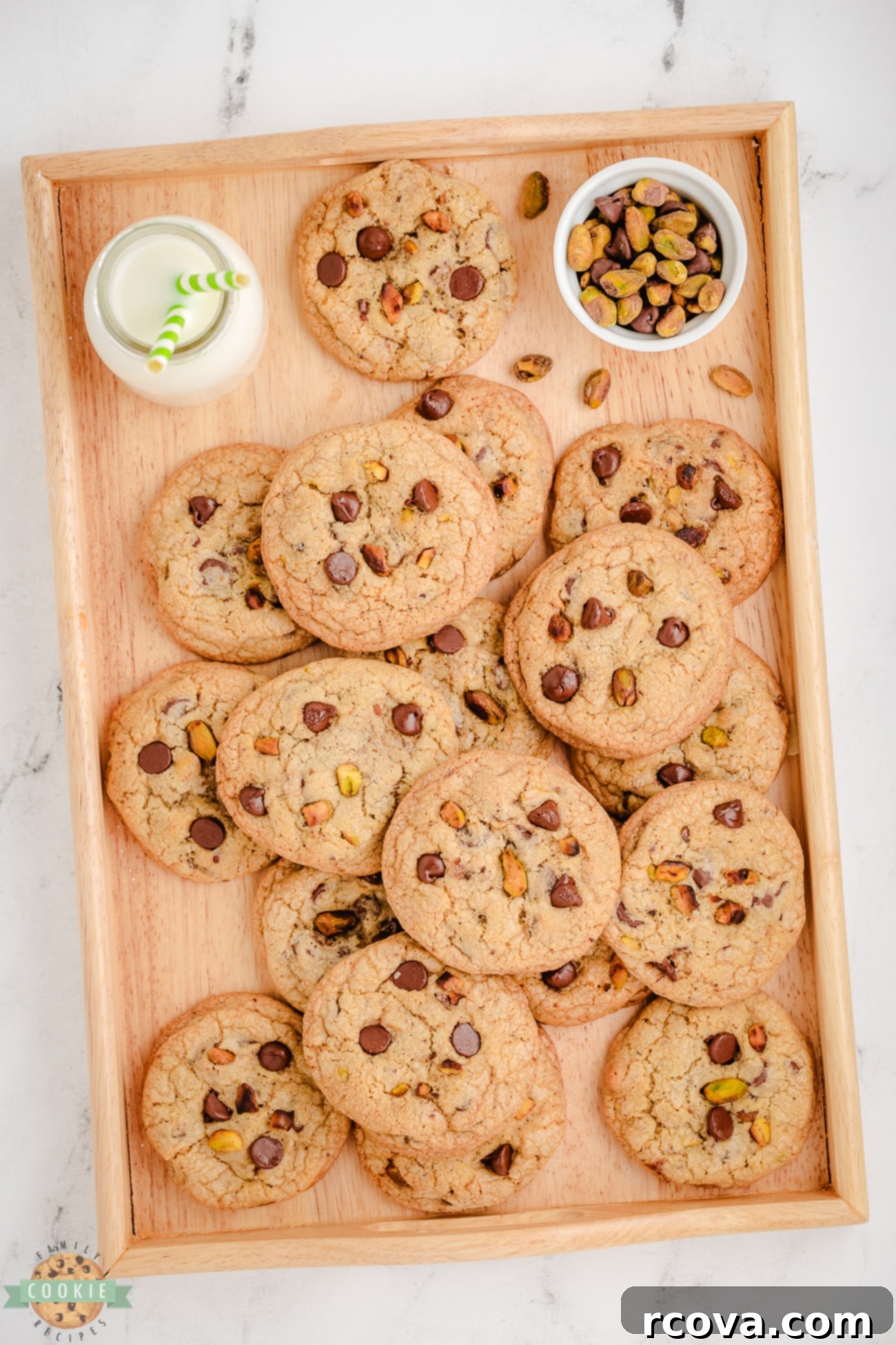 Toasted Pistachio & Decadent Chocolate Chip Bites 3 tray of toasted pistachio cookies