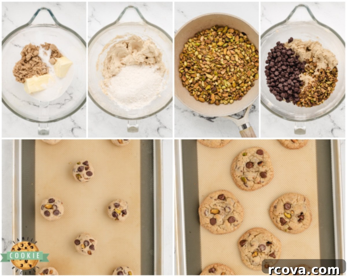 Toasted Pistachio & Decadent Chocolate Chip Bites 4 how to make toasted pistachio chocolate chip cookies