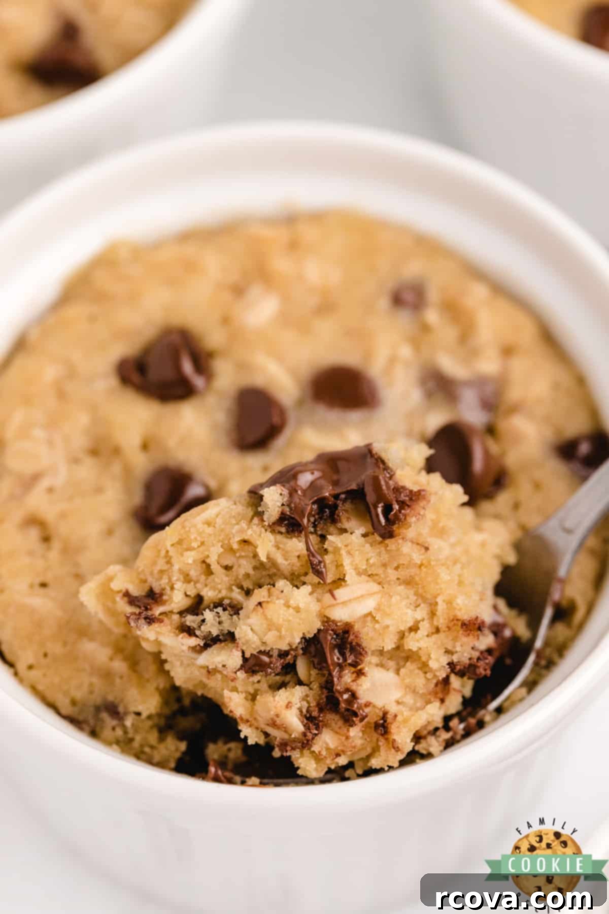 Oatmeal Cookie Creations 3 Quick and easy microwave oatmeal chocolate chip cookies made in a mug.