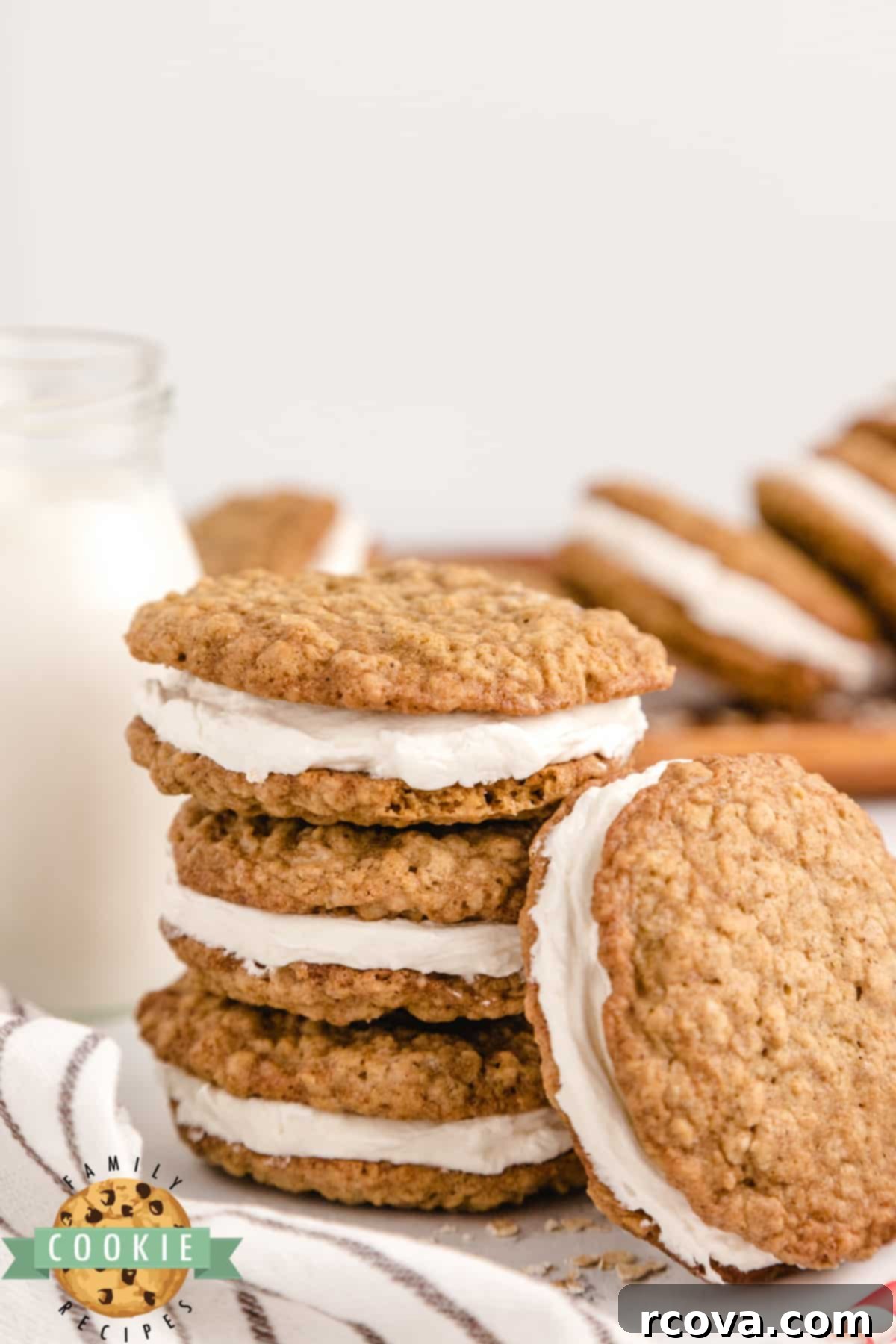Oatmeal Cookie Creations 4 Delicious homemade oatmeal cream pies with creamy marshmallow buttercream filling.