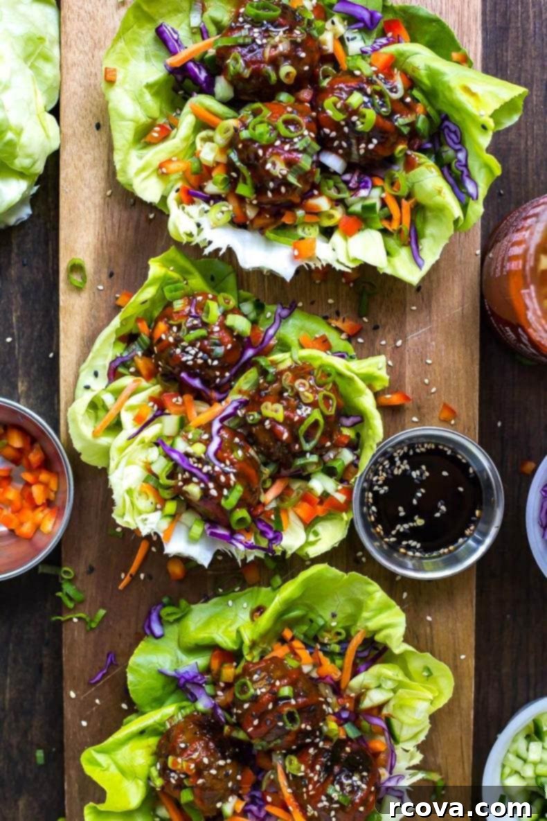 28 Deliciously Healthy Ground Turkey Meals 22 Sticky Sriracha Meatball Lettuce Wraps
