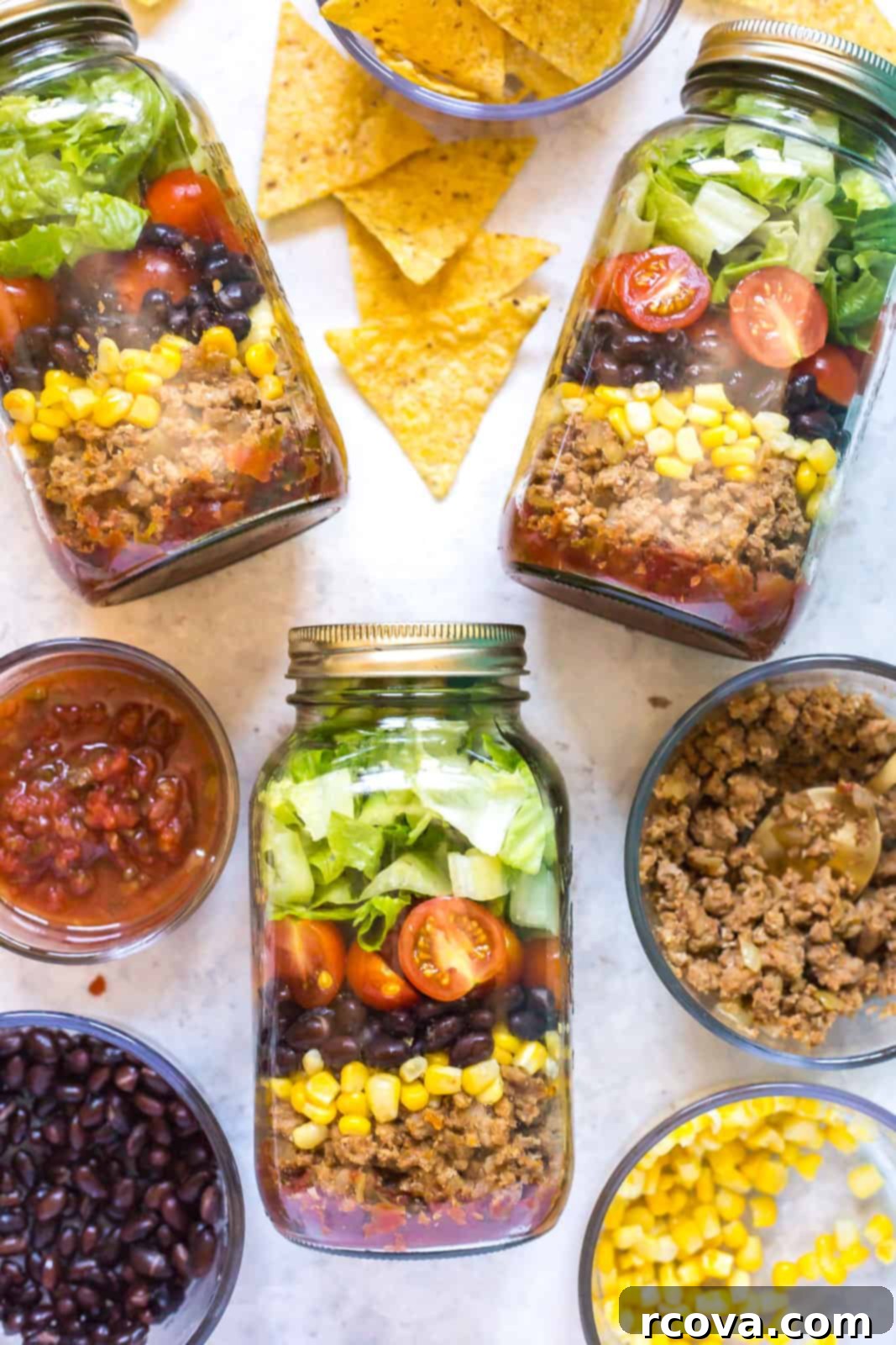28 Deliciously Healthy Ground Turkey Meals 23 Instant Pot Taco Meat {+Taco Salad Jars} via Eating Instantly