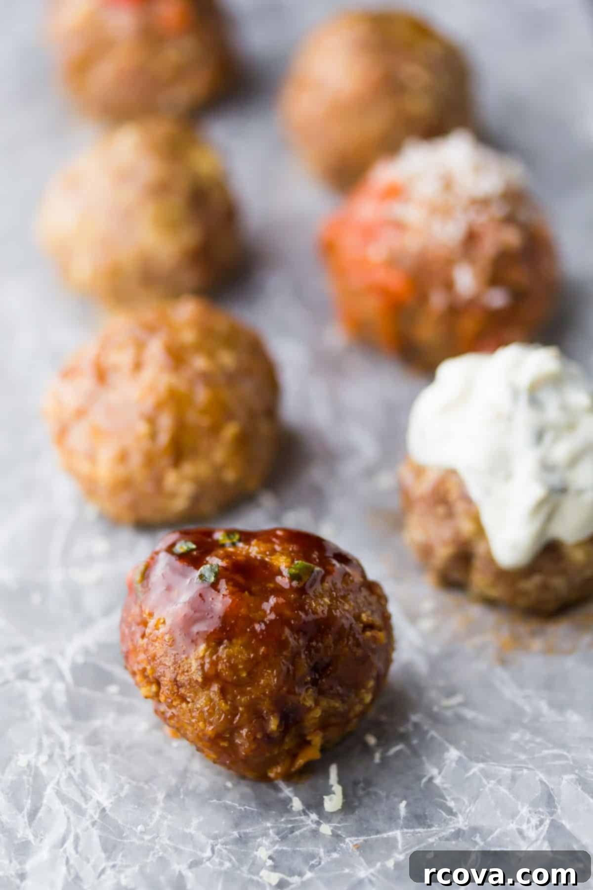 28 Deliciously Healthy Ground Turkey Meals 5 Best Baked Turkey Meatballs (+ 7 Flavors) via Sweet Peas and Saffron
