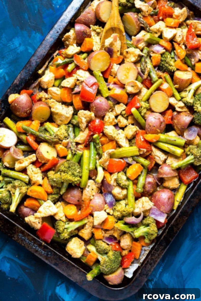 Sheet Pan Magic: Effortless Dinner Ideas 23 Sheet Pan Sriracha Ranch Chicken with roasted vegetables