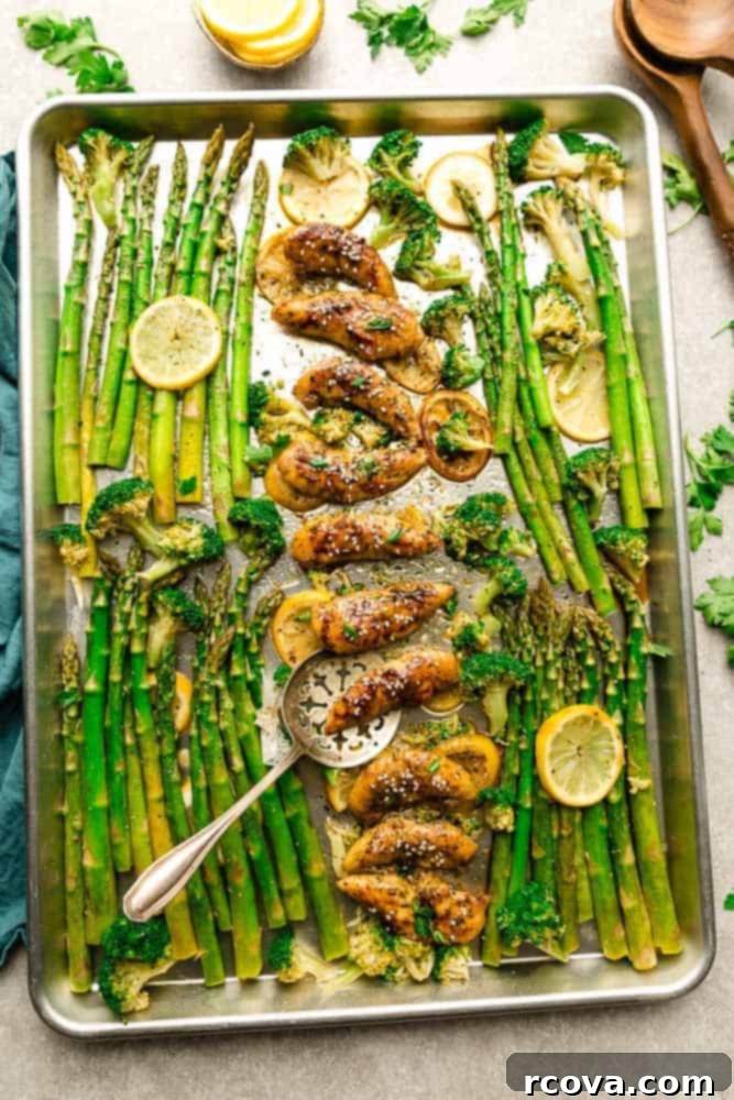 Sheet Pan Magic: Effortless Dinner Ideas 32 Sheet Pan Honey Lemon Chicken with Asparagus and broccoli