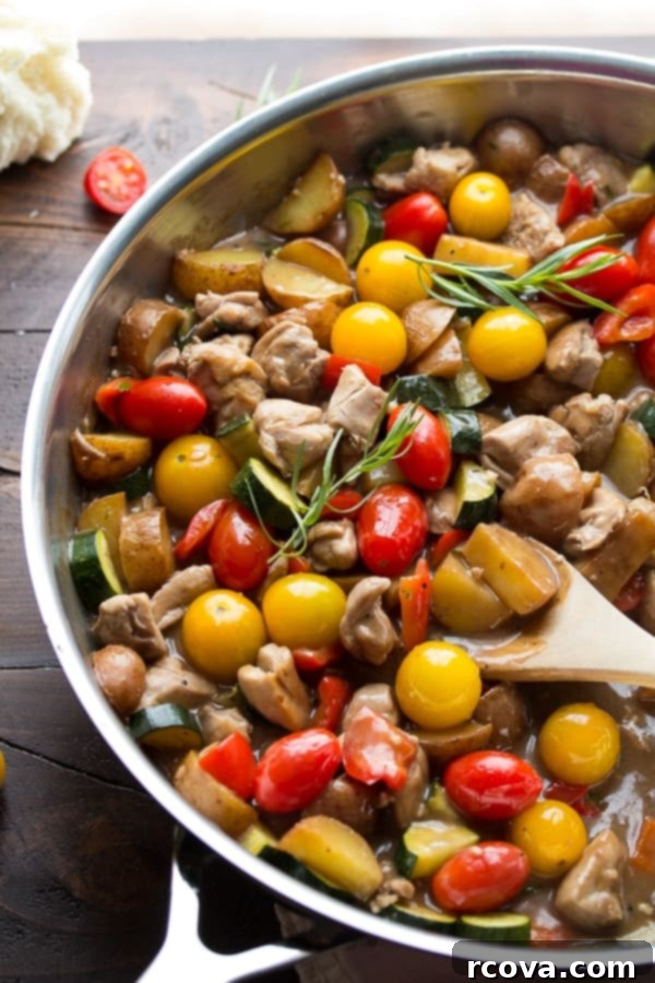 Quick and Wholesome One Pan Meals 20 Easy Balsamic Chicken Skillet with Tomatoes and Tarragon via Sweet Peas and Saffron