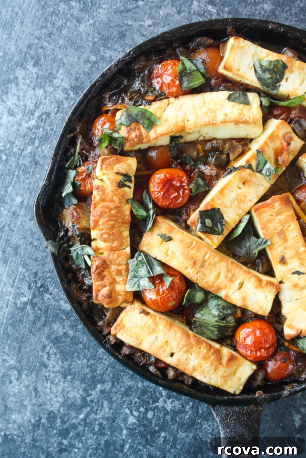 Quick and Wholesome One Pan Meals 28 Veggie Mushroom & Halloumi Bake via The Desserted Girl