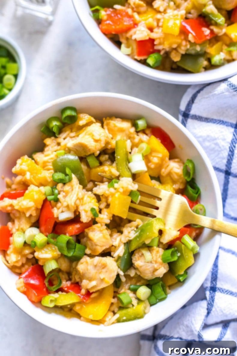 Sweet and Tangy Instant Pot Pineapple Chicken 6 Sweet and Sour Pineapple Chicken in a large serving bowl