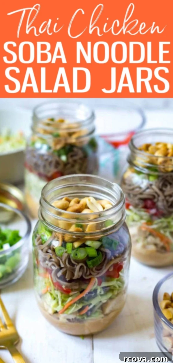 Zesty Thai Chicken Soba Jars 11 These Thai Chicken Soba Noodle Salad Jars are a delicious summer meal prep idea and a fun twist on a cold noodle salad. #thaichicken #sobanoodles #saladjars