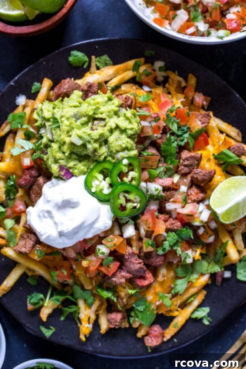 Ultimate Carne Asada Fries Recipe 9 A close-up shot of the Best Carne Asada Fries.