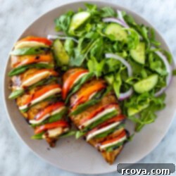 Caprese Hasselback Chicken Bake 9 Hasselback Caprese Chicken with side salad