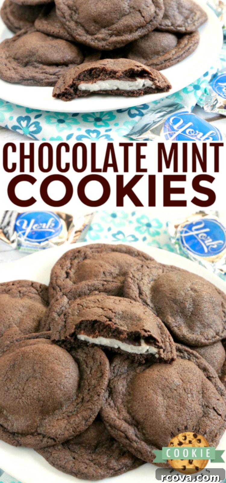 Mint Chocolate Delights 9 Chocolate Mint Cookies are soft and chewy chocolate cookies that have a York peppermint patty right in the middle. This easy cookie recipe is the perfect balance of chocolate and mint!