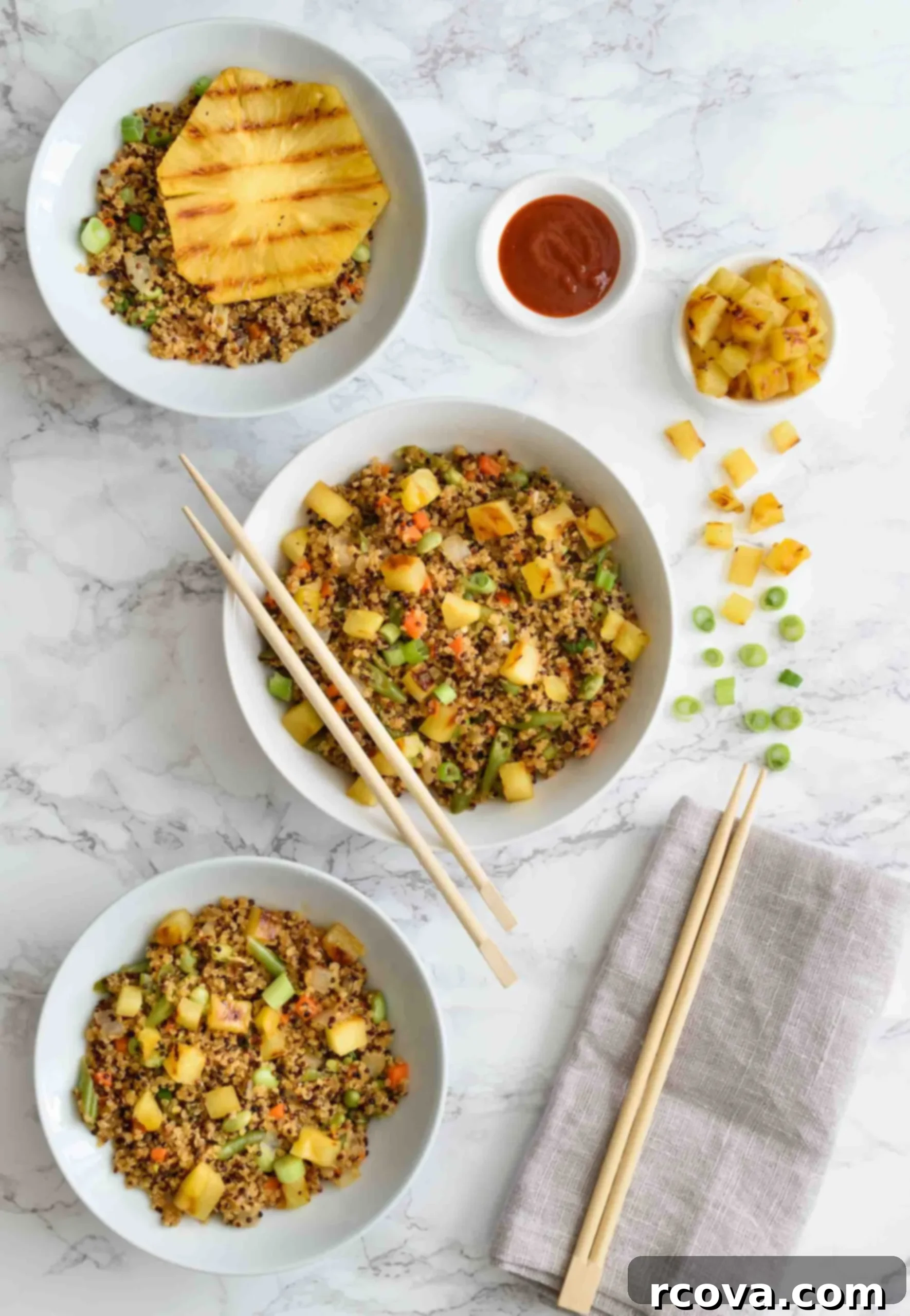 Quick & Wholesome Wok Wonders 32 Quinoa Fried Rice with Grilled Pineapple via Pepper Delight