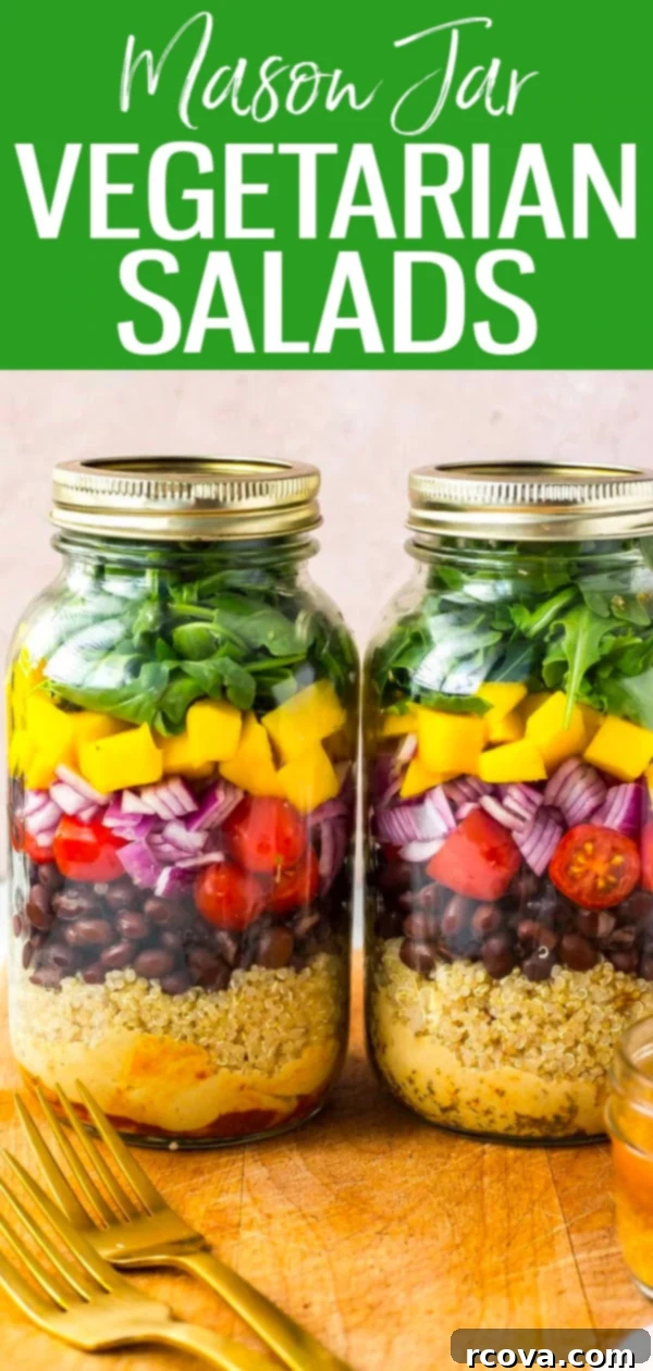 Ultimate Veggie Mason Jar Salad Two Ways 11 The Ultimate Vegetarian Mason Jar Salad is packed with protein and a delicious hummus base that acts as an extra layer of flavour! #masonjar #vegetariansalads