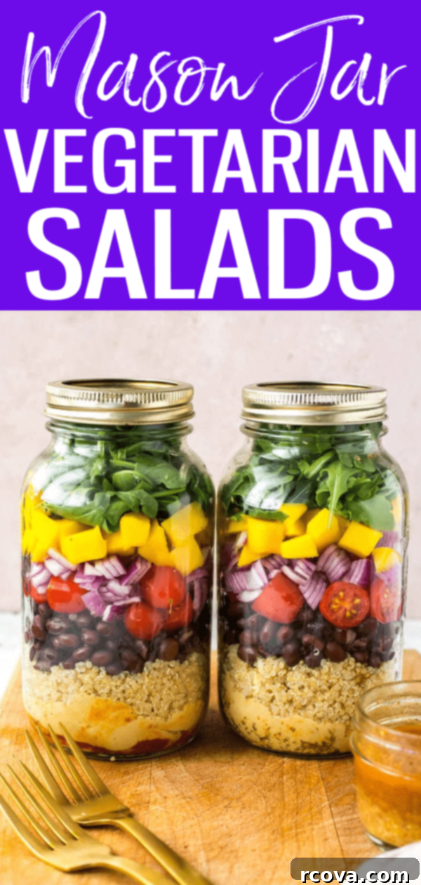 Ultimate Veggie Mason Jar Salad Two Ways 13 The Ultimate Vegetarian Mason Jar Salad is packed with protein and a delicious hummus base that acts as an extra layer of flavour! #masonjar #vegetariansalads