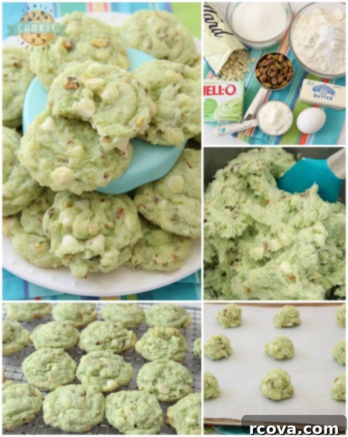 Pistachio Pudding Cloud Cookies 3 Pistachio Pudding Cookies are made by adding pistachio pudding mix to a buttery, homemade cookie dough and then adding white chocolate chips and plenty of chopped pistachios! Soft, sweet pistachio flavored pudding cookies with amazing flavor and texture.