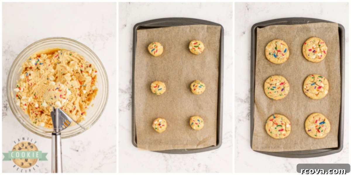 Confetti Celebration Cookies 11 How to scoop funfetti cookies