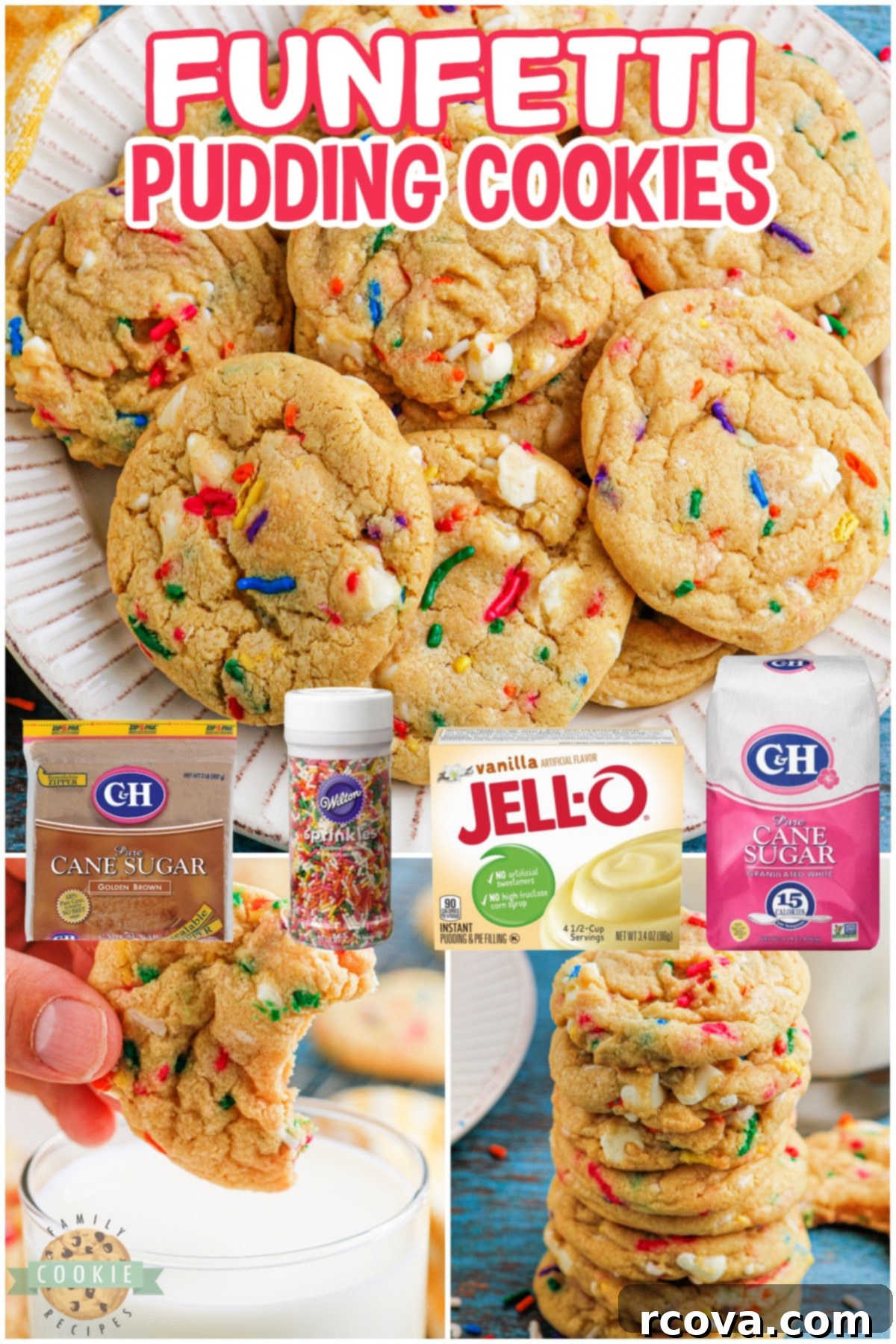 Confetti Celebration Cookies 12 Funfetti Cookies are made with vanilla pudding, white chocolate chips and sprinkles. Delicious funfetti cookie recipe that tastes just like birthday cake!